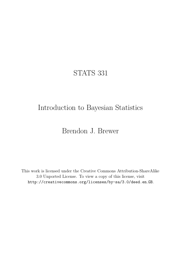 STATS 331: Introduction to Bayesian Statistics (Lecture notes)
