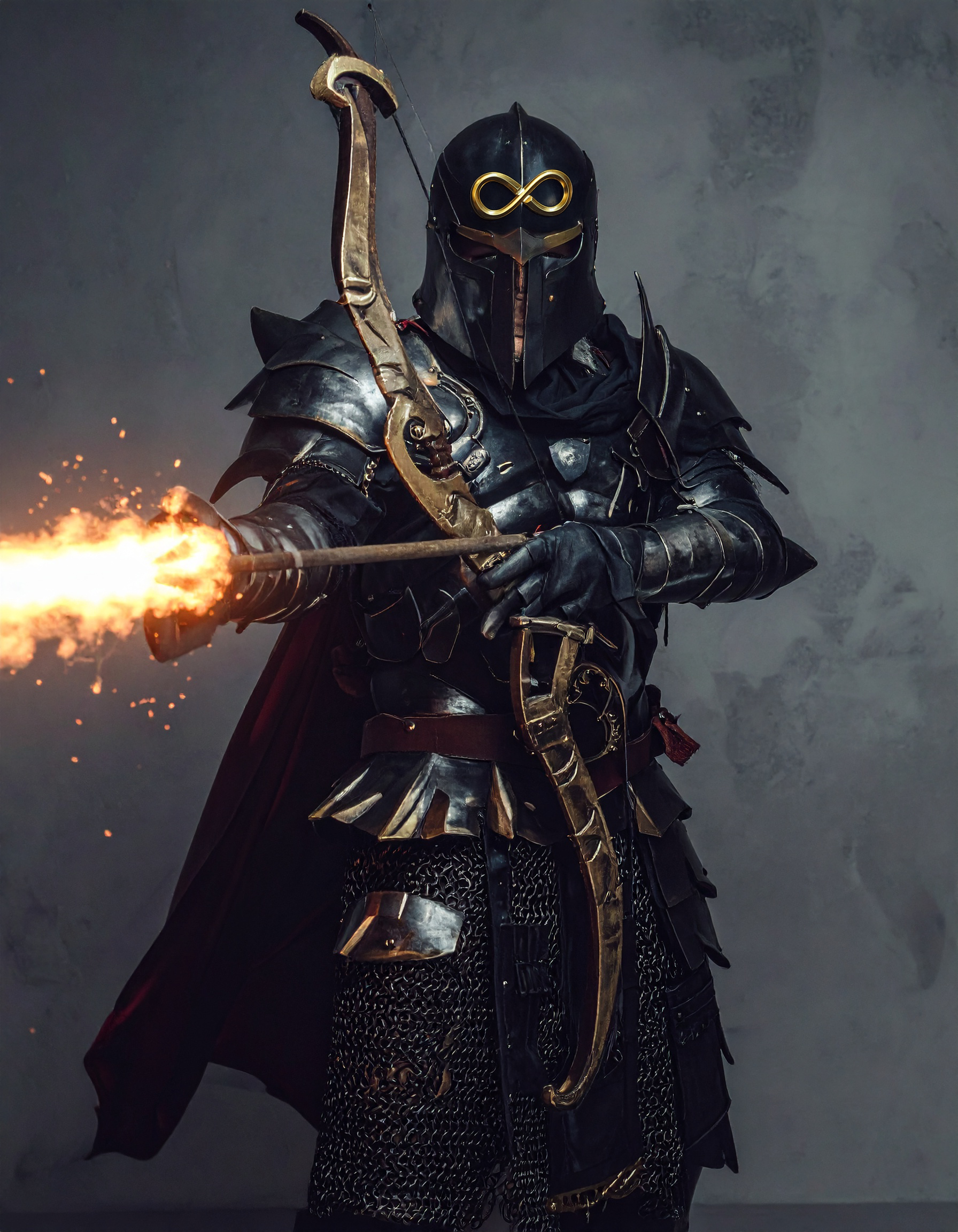 Personification of Calculus with integral bow and infinity armor